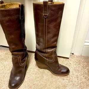 Wedge heel Frye leather boots